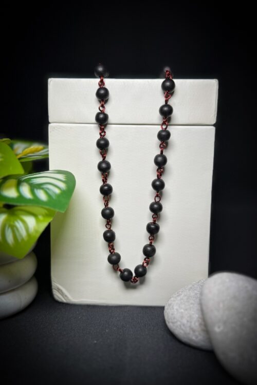 Karungali Mala with Copper Wire – 54+1 Beads | Natural Ebony Wood