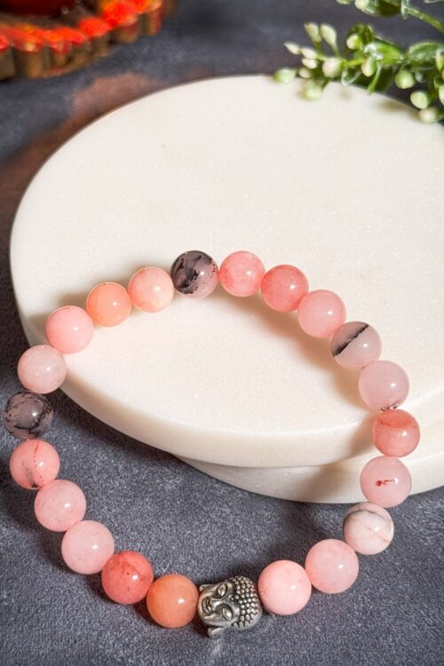 Natural Rose Quartz Zodiac Bracelet – Taurus (वृषभ राशि)