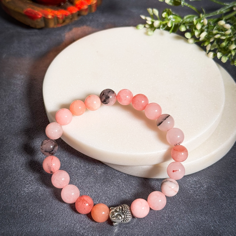 Natural Rose Quartz Zodiac Bracelet – Taurus (वृषभ राशि)