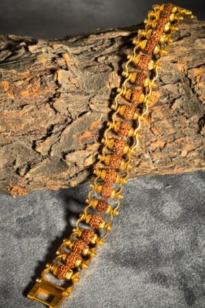Gold Plated Modern Rudraksha Bracelet