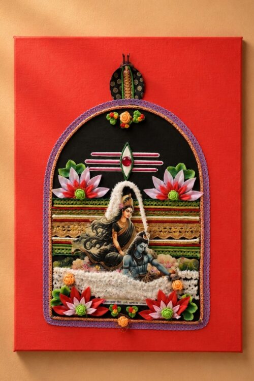 Lord Shiv & Goddess Parvati Art Work Wall Hanging