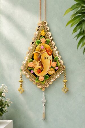 Lord Ganesha Wall Hanging – Black Floral