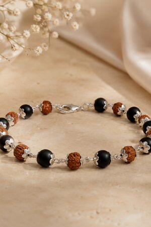 Silver Plated Rudraksha Karungali Bracelet